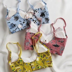 3 pack Mixed Print No Show Bralette Set